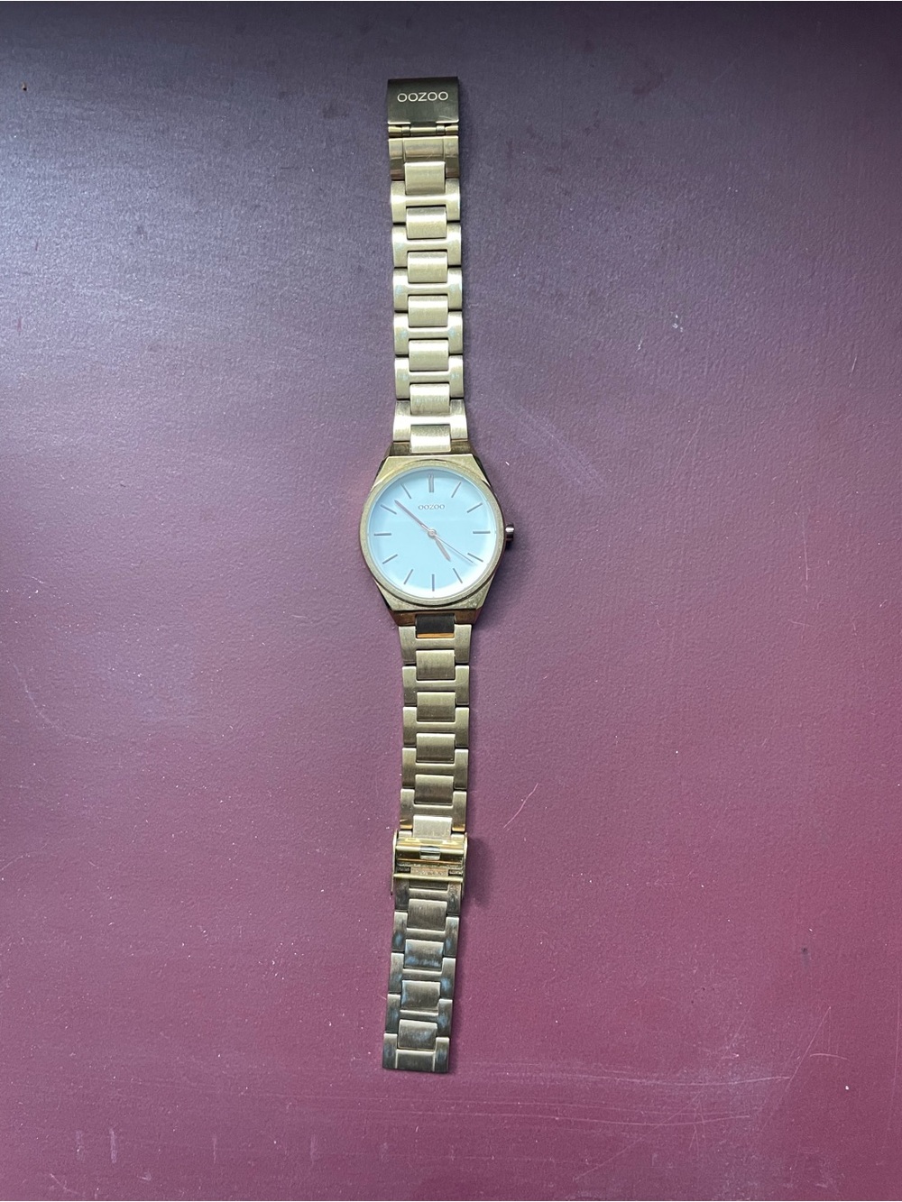 OOZOO Gold-Tone Stainless Steel Watch with White Dial